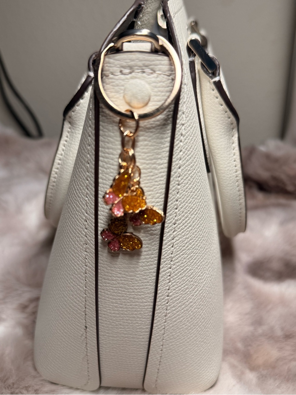 Butterflies Bag Charm with 3 Butterfly Charms Sparkling Golden Brand New